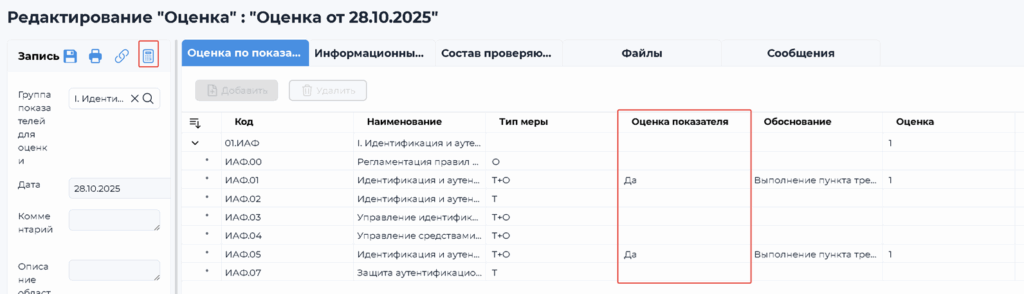 оценка показателя